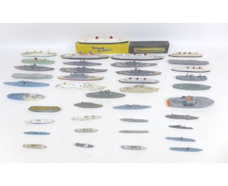 Forty Tri-ang Minic and other die-cast model ships, including M707 SS France with box, together with some Chad Valley, Dinky 