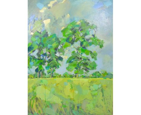 Michael (Mike) R. Hoar ARCA (British, 1943-2017): landscape with trees, oil on canvas, initialled and dated possibly "78", 11