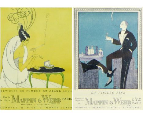 Two French Art Deco advertising pochoir prints, comprising After Edouard Halouze: 'La Vielle Fine, Flacons a Liqueurs de Mapp