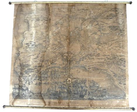 After Jacques Callot (French, 1592-1635): 'The Siege of La Rochelle, 1627-28', a late 19th / early 20th century print mounted