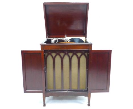 A 1920's Apollo Super IX cabinet gramophone, with deep tone resonator, British patent number 171299, dated November 1920, the