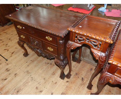 Chippendale style mahogany four drawer lowboy and similar plant stand (2)