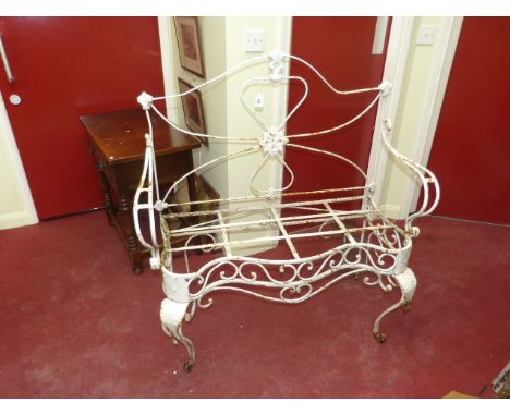 Wrought iron serpentine front seat garden bench