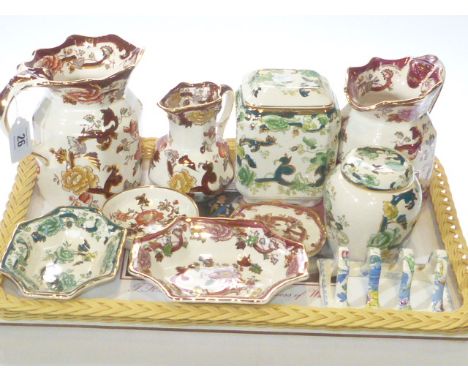 Collection of Masons china including three jugs, caddy, ginger jar, four dishes and toast rack