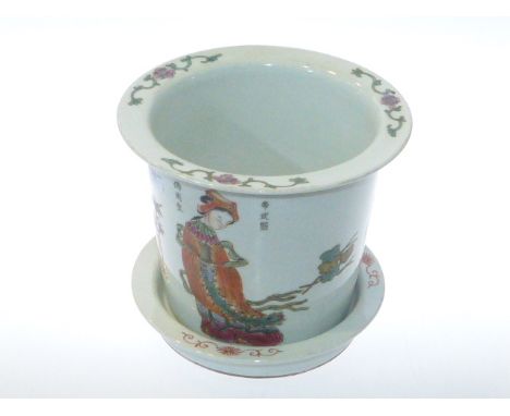 Chinese planter and saucer, 15cm