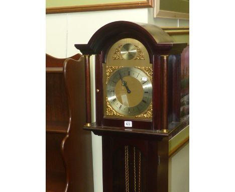 Modern mahogany triple weight longcase clock