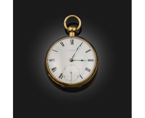 An early 19th Century 18ct gold open faced key wind pocket watch by R & H Molyneux London, signed white enamel dial with subs