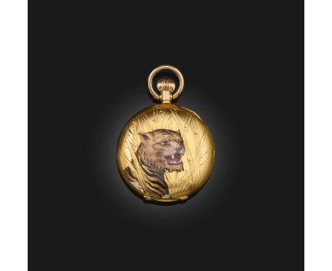 Wilka, a gold and enamel pocket watch, Switzerland, circa 1916, white enamelled dial, black enamel Roman numeral indicators, 