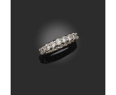 A diamond full circle eternity ring, set with circular-cut diamonds in white gold, total approximate diamond weight 1.60cts, 