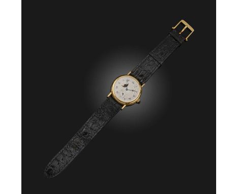 Breguet, a gold 'Classique Moonphase' wristwatch, ref. 3300, silvered guilloché dial with black Roman numerals, offset moon p