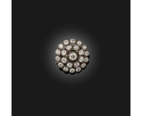 A Victorian diamond brooch, late 19th century, designed as a floral cluster, set with circular-cut diamonds, mounted in silve