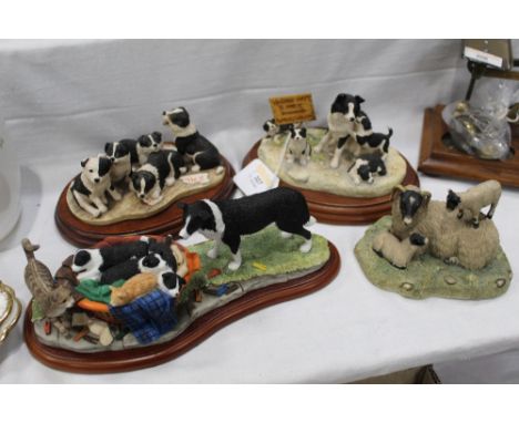 Four Border Fine Art sheep and dog ornaments