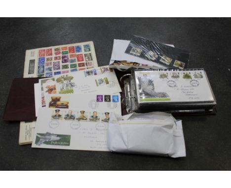 Album of First Day Covers, 2 envelopes and album of GB and world stamps 