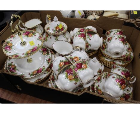 Royal Albert Old Country Rose tea service, cake plate, teapot, jug, basin, sandwich plate etc