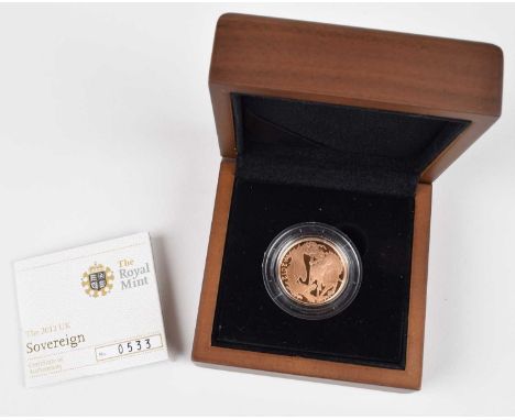 2012 Royal Mint, Proof Sovereign, weight 7.98g, diameter 22.05mm, struck in 22-carat gold, R. The image of St. George on hors