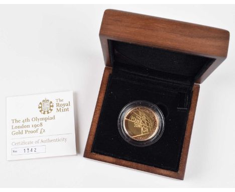 2008 Royal Mint, Gold Proof Two Pounds, weight 15.97g, diameter 28.40mm, struck in 22-carat yellow and red gold, Centenary of