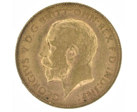 King George V, Half-Sovereign, 1913, Bare head l. R. St. George and dragon, London Mint, gold, weight 4g, S.4006, VF.