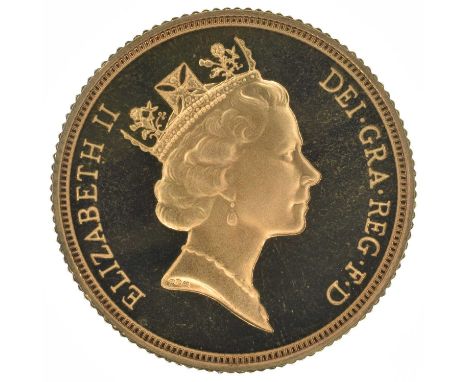 Queen Elizabeth II, Proof Sovereign, 1997, Crowned head r. with obverse portrait by Raphael Maklouf, R. St. George and dragon