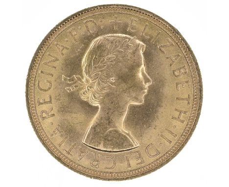 Queen Elizabeth II, Sovereign, 1957, Young laureate head r. R. St. George and dragon, gold, weight 8g, S.4124, uncirculated, 