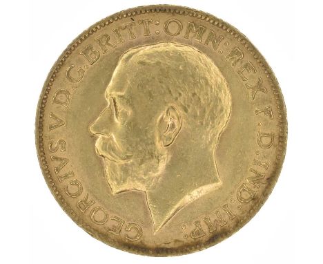 King George V, Sovereign, 1912, Bare head l. R. St. George and dragon, London Mint, edge milled, gold, weight 8.0g, S.3996, V