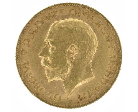 King George V, Sovereign, 1911, Bare head l. R. St. George and dragon, London Mint, edge milled, gold, weight 8.0g, S.3996, V