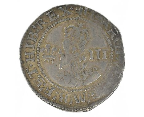 Charles I, Threepence, Aberystwyth, Small bust, plume 2 before R. Shield, plume above, mm. book, silver, weight 1.6g, S.2894,