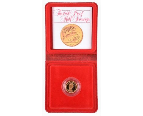 1980 Royal Mint, Proof Half-Sovereign, weight 3.99g, diameter 19.30mm, struck in 22 carat gold, with obverse portrait by Arno
