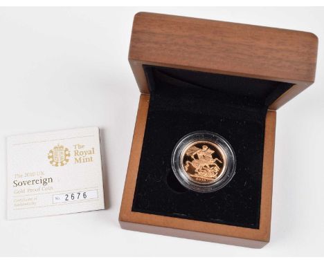 2010 Royal Mint, Proof Sovereign, weight 7.98g, diameter 22.05mm, struck in 22-carat gold, obverse portrait by Ian Rank-Broad