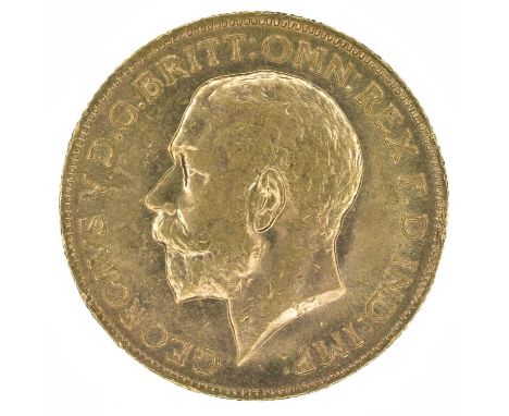 King George V, Sovereign, 1911, Bare head l. R. St. George and dragon, London Mint, edge milled, gold, weight 8.0g, S.3996, V