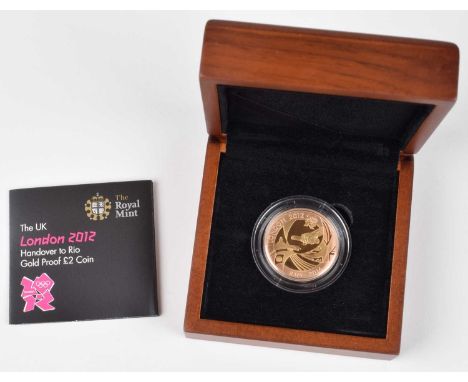 2012 Royal Mint, Gold Proof Two Pounds, weight 15.97g, diameter 28.40mm, struck in 22-carat yellow and red gold, London to Ri