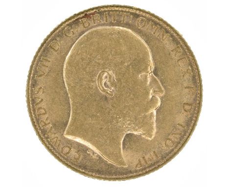 King Edward VII, Half-Sovereign, 1909, Bare head r. R. St. George and dragon, London Mint, edge milled, gold, weight 4.0g, S.