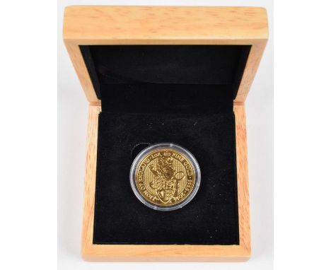 Queen Elizabeth II, 100 Pounds, 2016, Queen's Beasts - The Lion of England. R. A lion accompanied by a shield depicting Our R