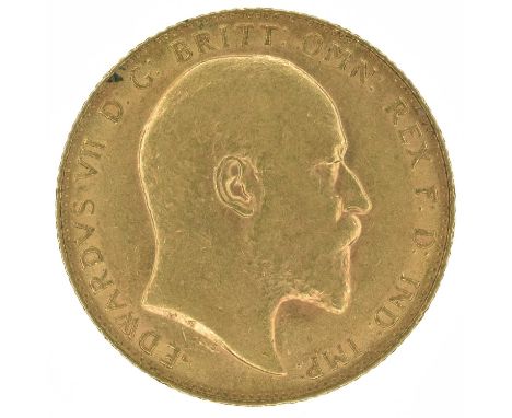 King Edward VII, Sovereign, 1909, Bare head r. R. St. George and dragon, London Mint, edge milled, gold, weight 8.0g, S.3969,