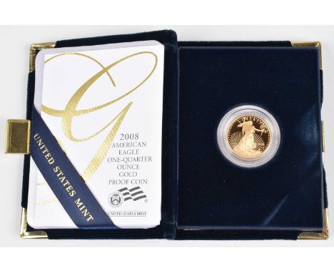 United States of America, Ten Dollars, Quarter Ounce Eagle Gold Proof Coin, 2008 Saint Gaudens West Point (NY) Mint, Lady Lib