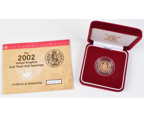 2002 Royal Mint, Proof Half-Sovereign, weight 3.99g, diameter 19.30mm, struck in 22-carat gold, R. The Shield of Arms of Our 