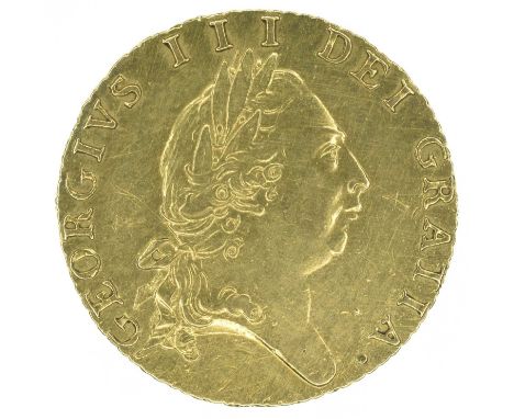 King George III, Half-Guinea, 1787, Fifth laureate head r. R. 'Spade'-shaped shield, gold, weight 4.2g, S.3735, gVF.