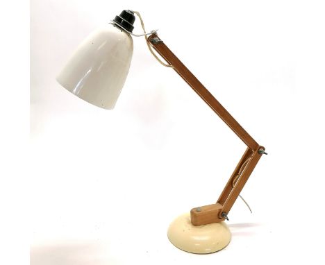Mid century anglepoise metal &amp; wooden lamp - approx height (in photo) 46cm Condition reportNeeds re-wiring but otherwise 