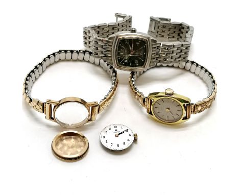 9ct hallmarked cased ladies Tissot manual wind wristwatch - running T/W 2 others - WE CANNOT GUARANTEE THE TIMEKEEPING OR RUN