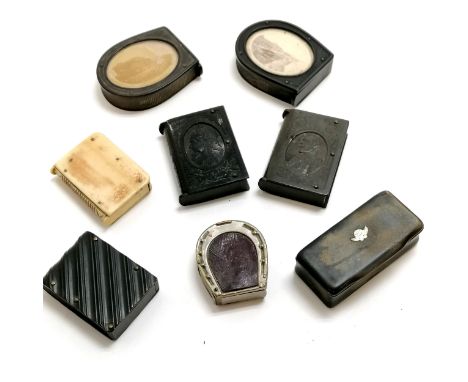 Quantity of antique vesta/match safe cases 3 in Bakelite (Bridlington Quay &amp; Liverpool St George's Hall), 2 in vulcanite 