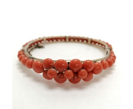Antique bangle set with coral - 6cm across 