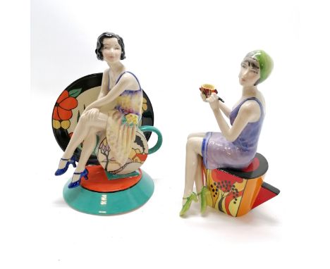 Kevin Francis figurine of Clarice Cliff (24cm) t/w 'Art Deco' ceramic sculpture by Peggy Davies (Royal Doulton exclusive colo