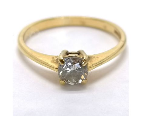 18ct hallmarked gold diamond solitaire ring - size N½ &amp; 2.2g total weight ~ the diamond is approx 4.5mm diameter = approx