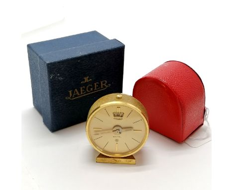 Jaeger manual wind travel alarm recital clock in original carry case &amp; retail box - in good used condition but not runnin