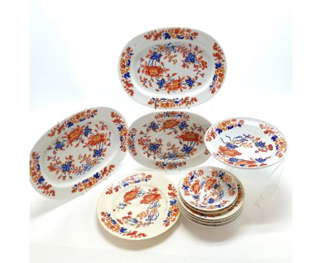 Chamberlains Royal Worcester plate (3 cracks) t/w Imari pattern dinnerware - most a/f 