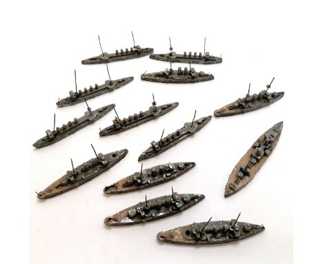 Qty of vintage lead ships with some original paint - longest 14cm