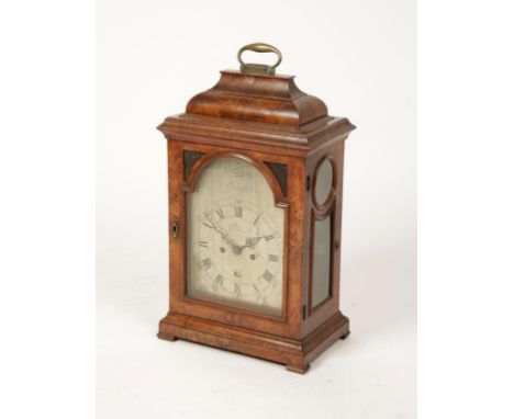 A WALNUT CASED BRACKET CLOCK, the silvered dial signed "Jullion, Brentford" with broad chapter ring and subsidiary date apert