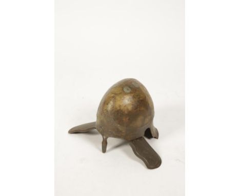A GREEK CORINTHIAN STYLE HELMET, with decorated nose guard and articulated cheek guards, bronze, probably 19th century, 11.5"