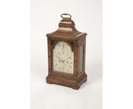 A MAHOGANY CASED BRACKET CLOCK, the arched silvered dial signed "Dwerrihouse, Berkeley Square", with strike/silent dial and d