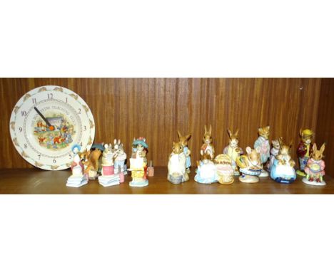 A collection of nine Beswick Beatrix Potter figures: 'Hunca Munca', (ear chipped), 'Chippy Hackee', 'Mrs Flopsy Bunny', 'Fier