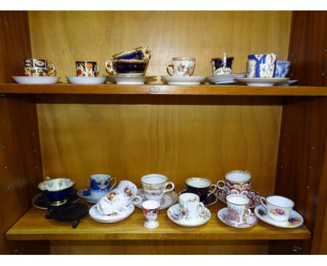 A collection of mainly 20th century cabinet cups and saucers, including Royal Crown Derby, late Dresden, Coalport and Royal W